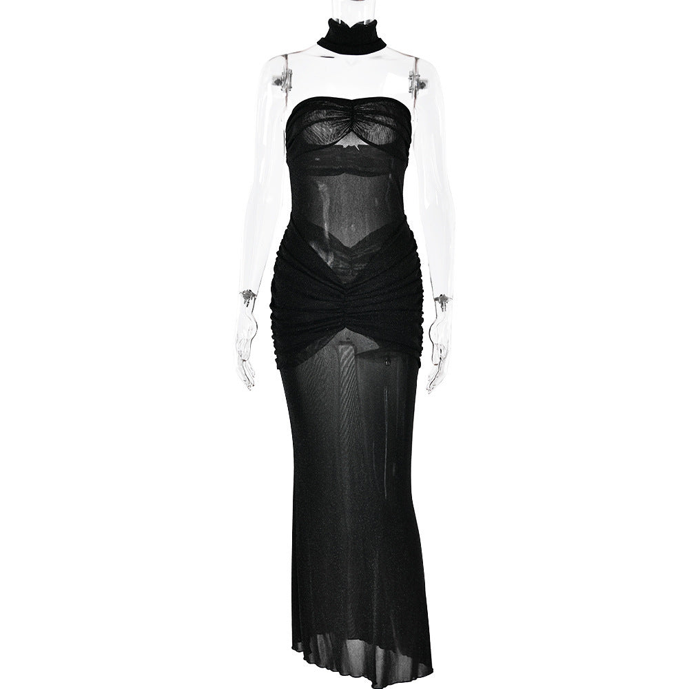 Solid Color Fashion High-end Slim Fishtail Dress