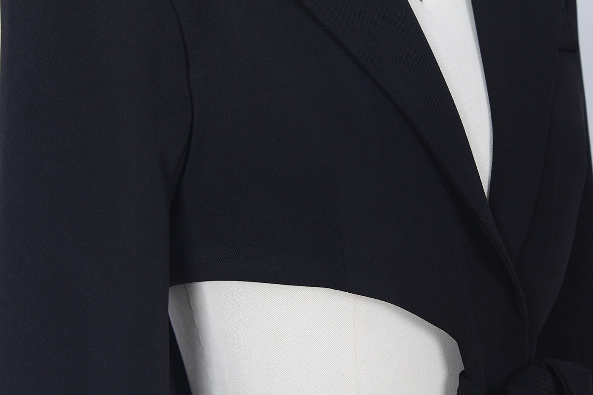 Women's High Street Style Hollowed Out Midriff Outfit Lace-up Small Suit Jacket