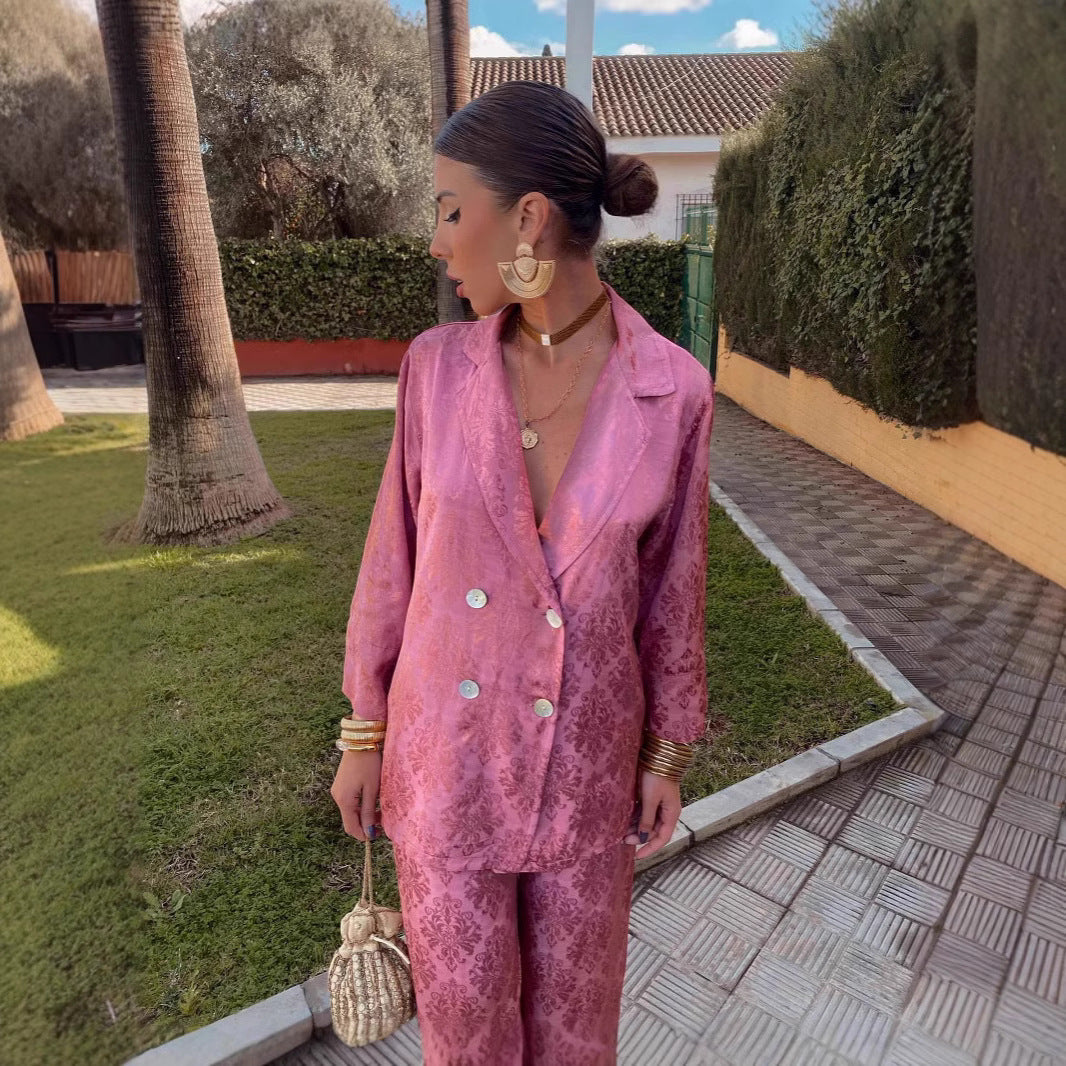 Wide-leg Pants Two-piece European And American Fashion Blazer