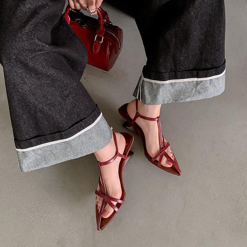 Gold Wedge Women's Summer Thin Strap Profiled Heel High Heels