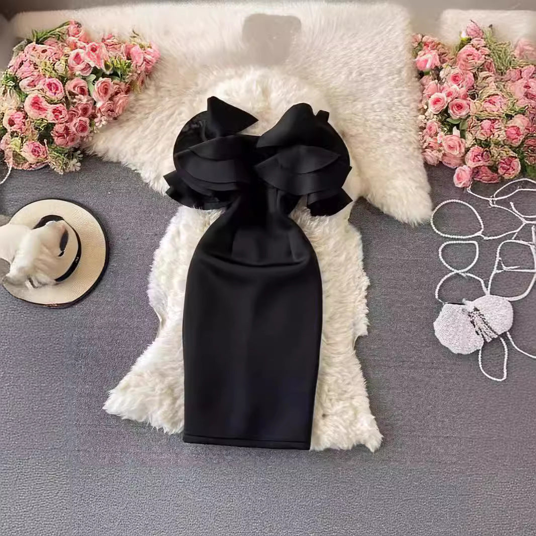 Women's Off-shoulder Shoulder-baring Sheath Dress