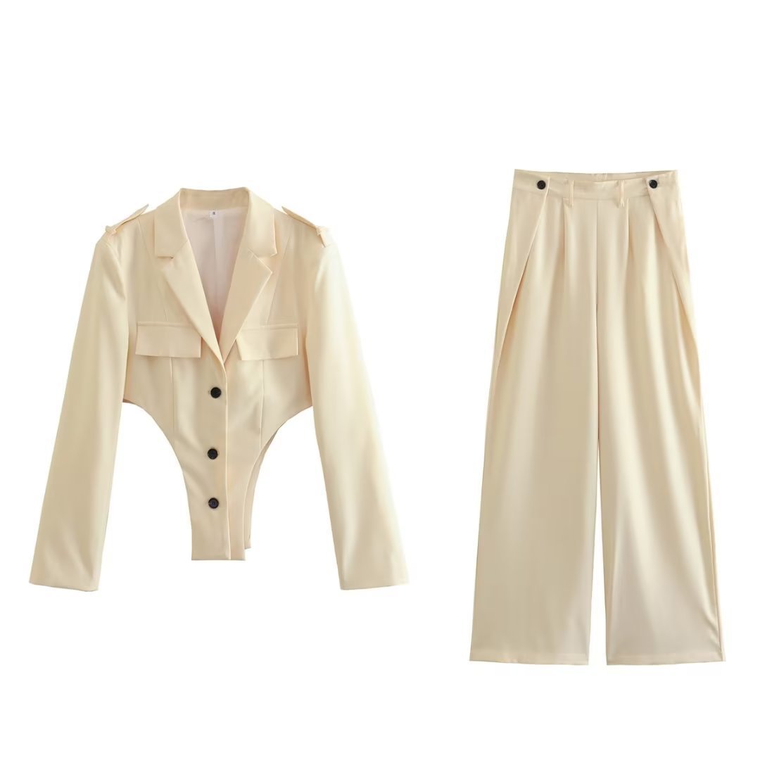 Hollow Coat Set Two-piece Pants Suit