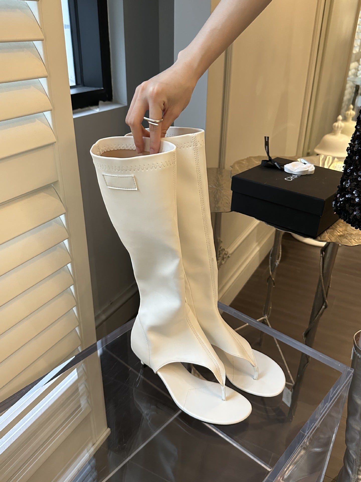 Casual Side Zipper Clip Toe Stiletto Heel Sandal Boots