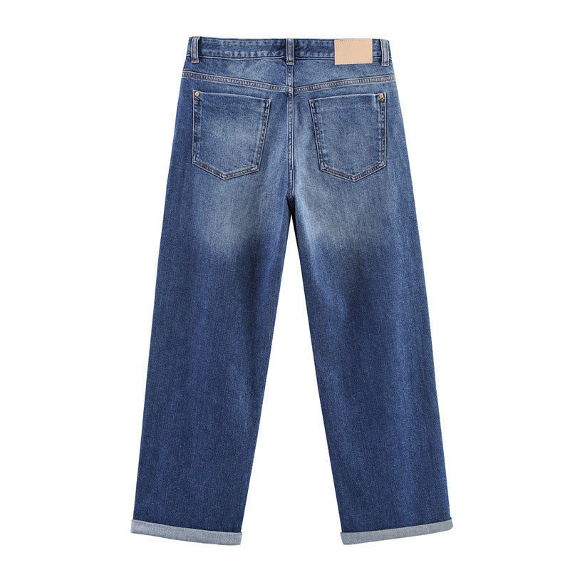 Long Denim Jacket Coat Loose High Waist Curl Jeans