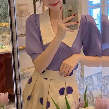 Fashion Puff Sleeve Knitwear Women's Top