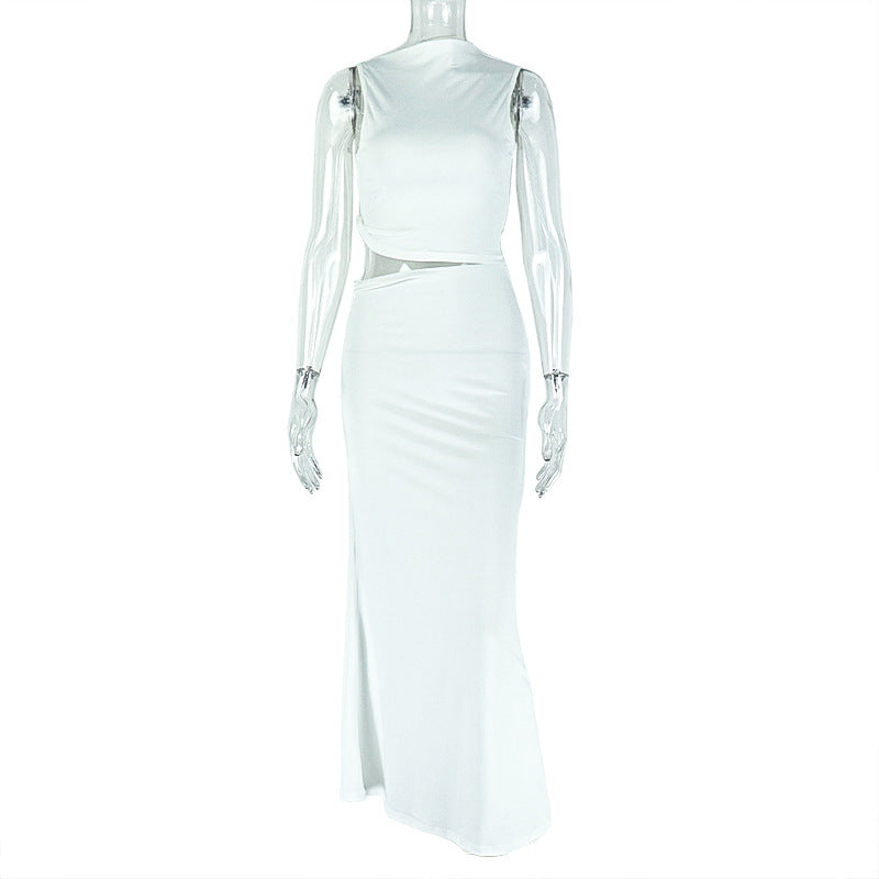 Slim Fit Fashion Casual Skirt Suit Irregular Top Hip Skirt