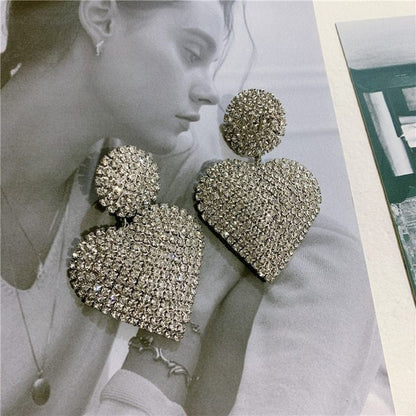 Love Earrings Women Long Earrings Large Silver Needle Earrings Women