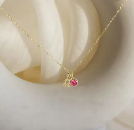 Stainless Steel Birthday Stone Necklace