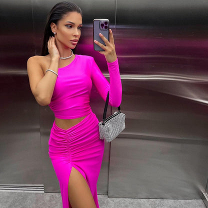 Fold Split Dinner Temperament Dress