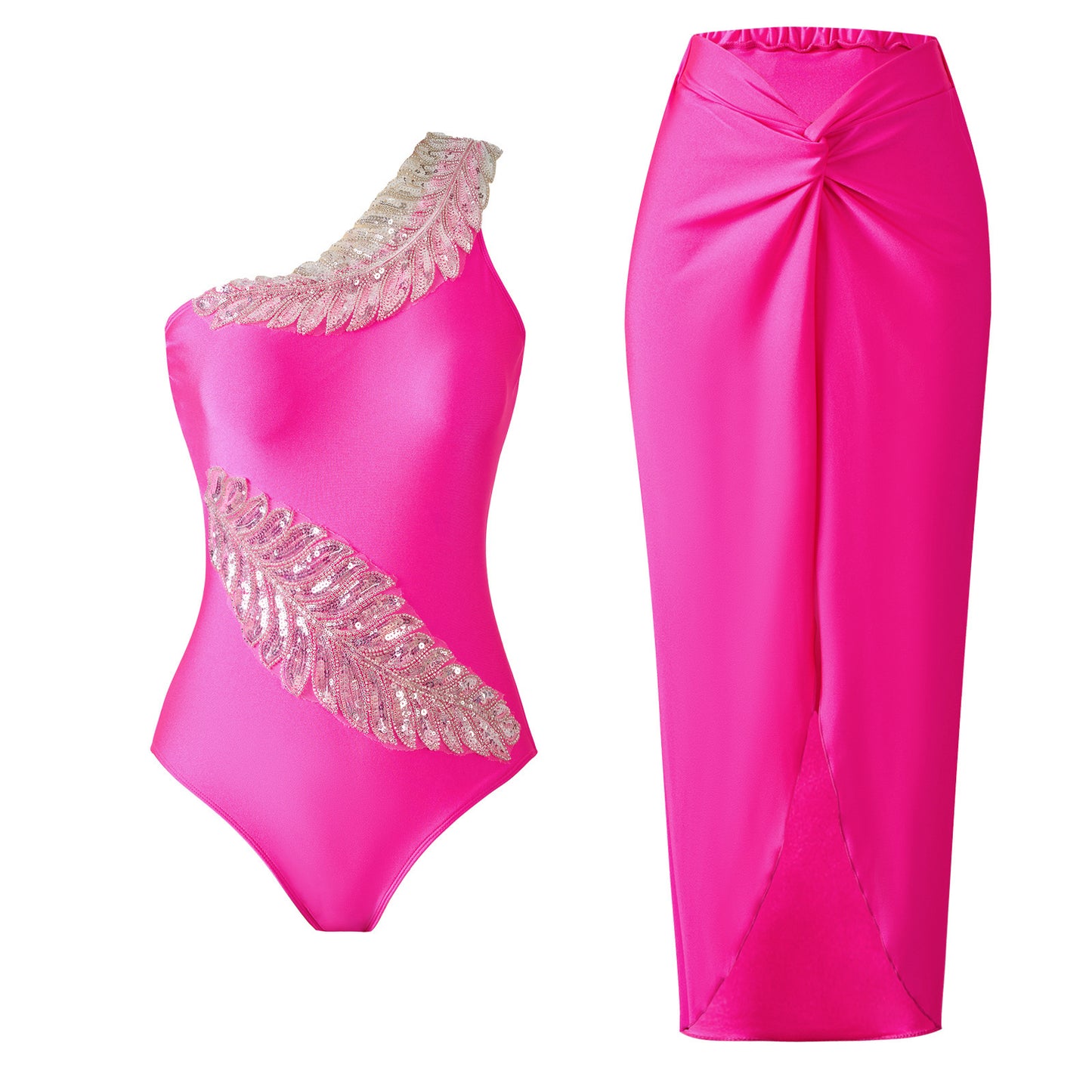 Women's Casual Solid Color Sexy Leaf Swimsuit