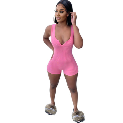 Women's European And American Slim Shorts Jumpsuit