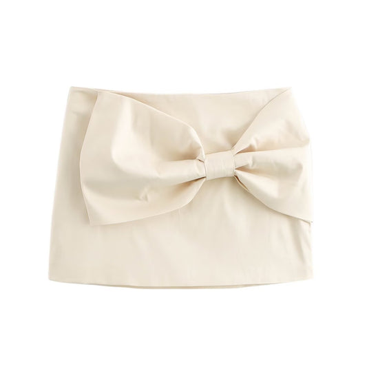 European And American Autumn New Fashion All-matching Bowknot Decoration Mini Skirt