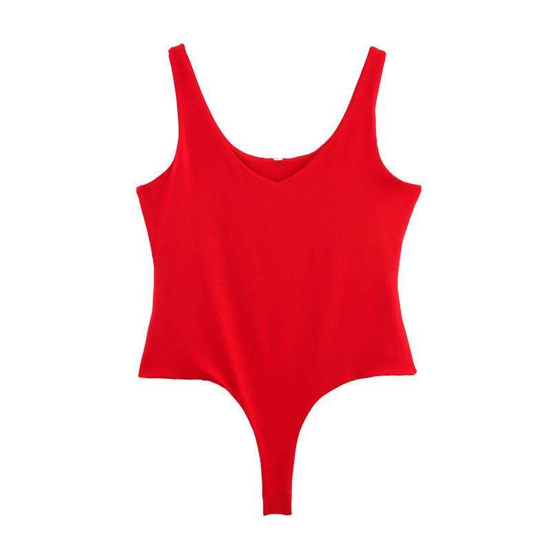 Solid Color Sleeveless Cold-shoulder Sexy Jumpsuit Base Clothing Slim Fit Slimming Ruffle Hip One-step Skirt