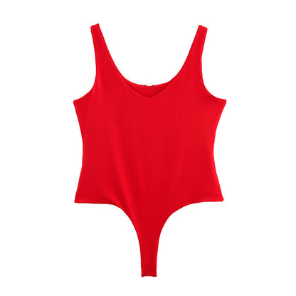 Solid Color Sleeveless Cold-shoulder Sexy Jumpsuit Base Clothing Slim Fit Slimming Ruffle Hip One-step Skirt