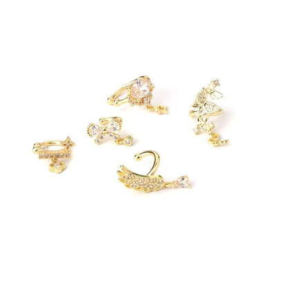 Bow Feather Fashion Zircon Ear Cuffs Simple Temperament