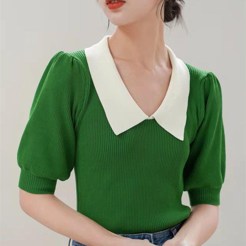 Fashion Puff Sleeve Knitwear Women's Top