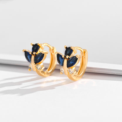 Fashion Multi-style Square Crystal Zircon Ornament Gold Plated Diamond Ear Ring