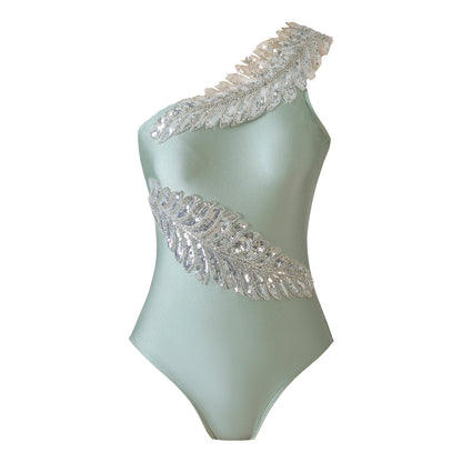 Women's Casual Solid Color Sexy Leaf Swimsuit