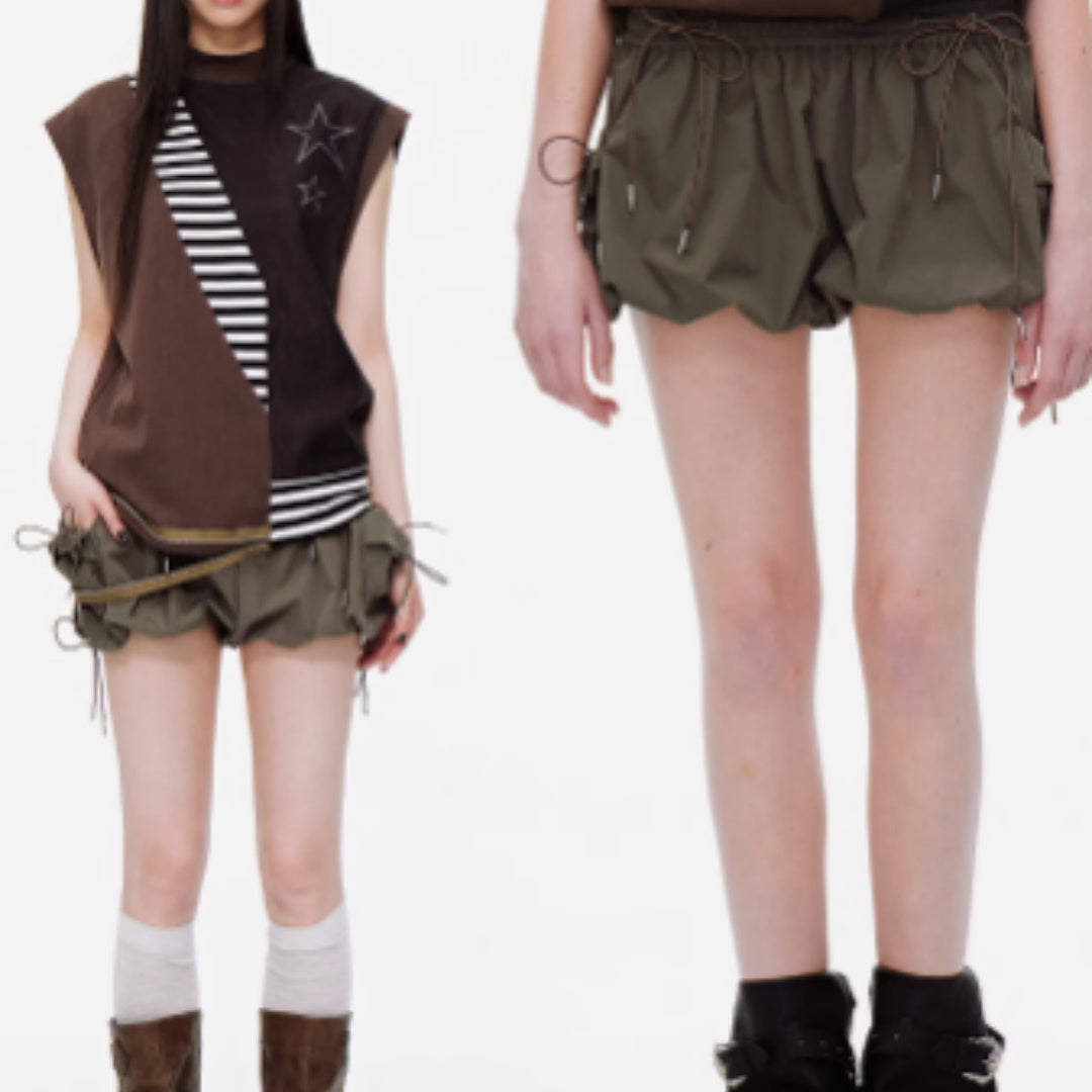 Lace Knot Elastic Design Shorts For Women