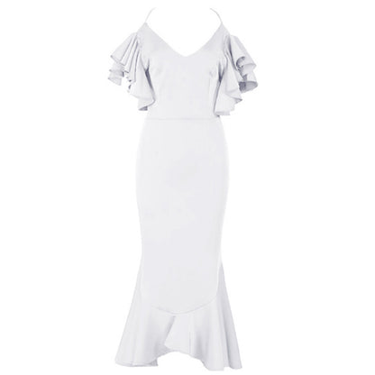 V-neck backless pencil skirt