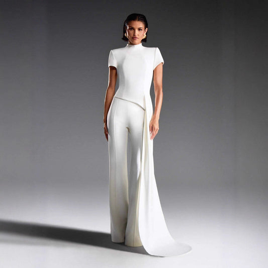 Draped Pants Sculpture Elegant Blouse And Pants Simple Female