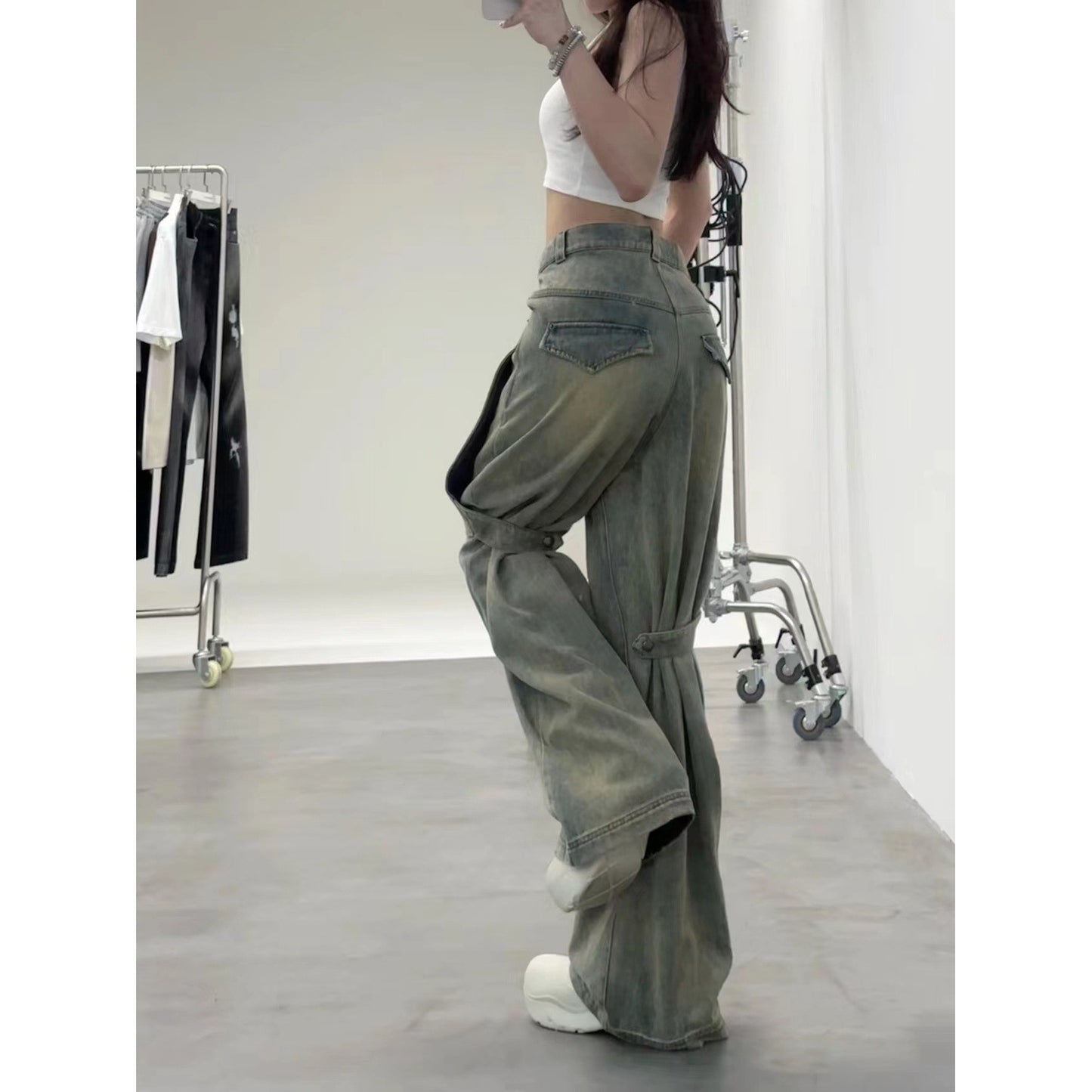 High Street Wide Leg Pants Design High Fashion Brand Loose Straight Pants