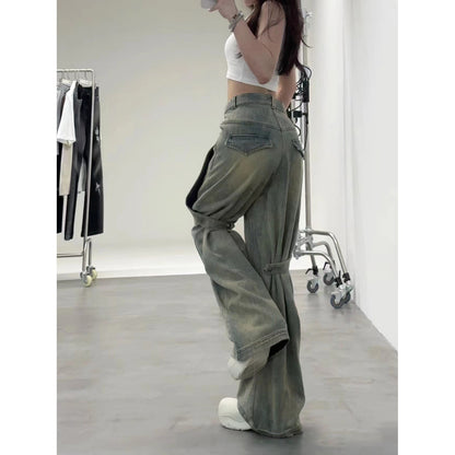High Street Wide Leg Pants Design High Fashion Brand Loose Straight Pants
