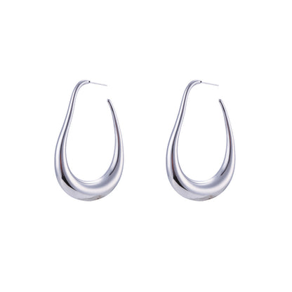 Fashion Simple Stainless Steel Plated 18K Curve Hook Earrings