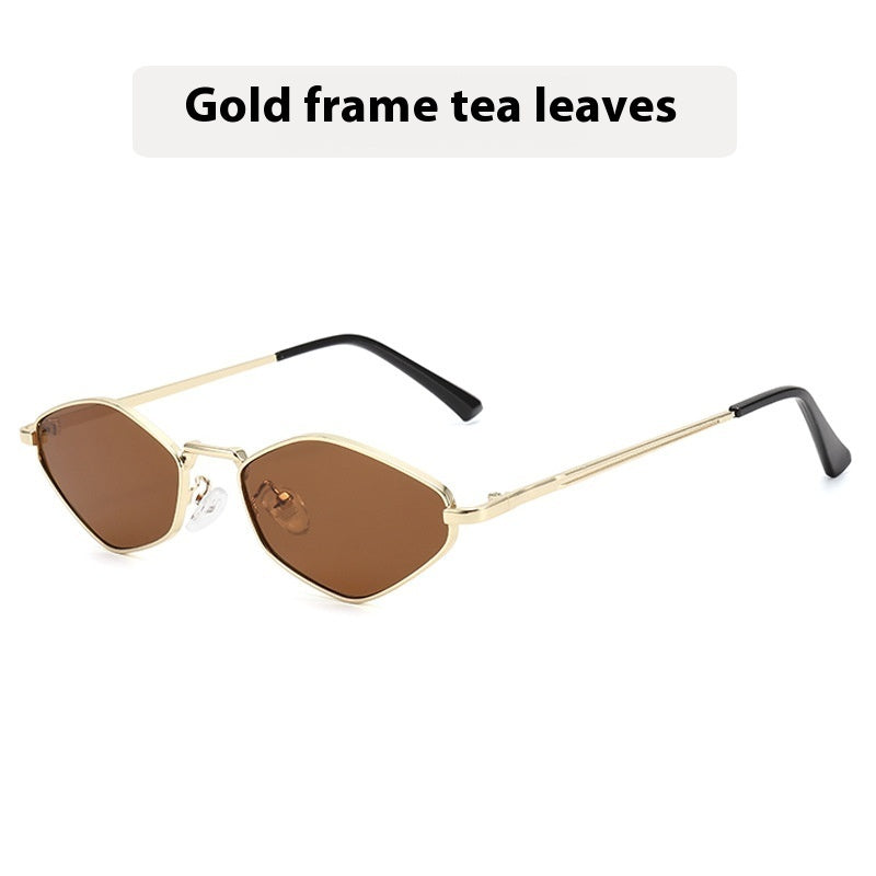 Cat Eye Metal Sunglasses Female Personality Polygon European And American Ins Small Frame