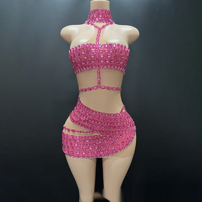 High-end And Fashionable Rhinestone Tube Top Short Skirt Top Vest