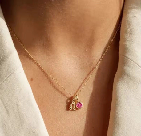 Stainless Steel Birthday Stone Necklace