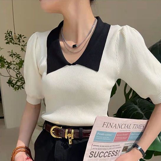 Fashion Puff Sleeve Knitwear Women's Top