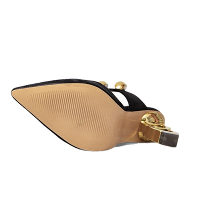 Black High-heeled Sandals Shaped High Heel Gold