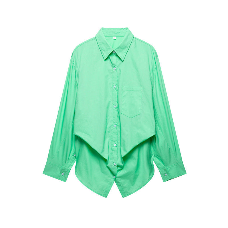 European And American Style Solid Color Loose Poplin Shirt