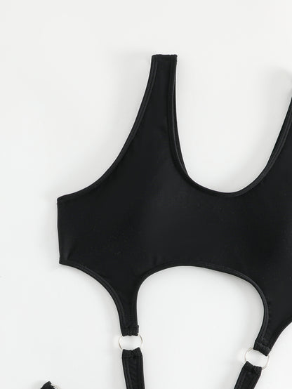 Women's Solid Color Ring One-piece Swimsuit Sexy Bikini