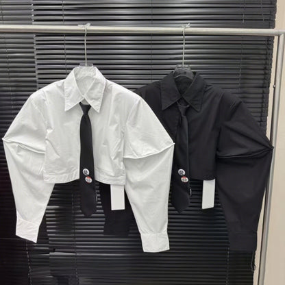 New Women's Clothing With Tie Short Shirt Fashion