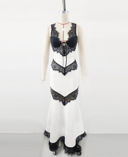 Sexy Exquisite Black Lace Stitching Dress