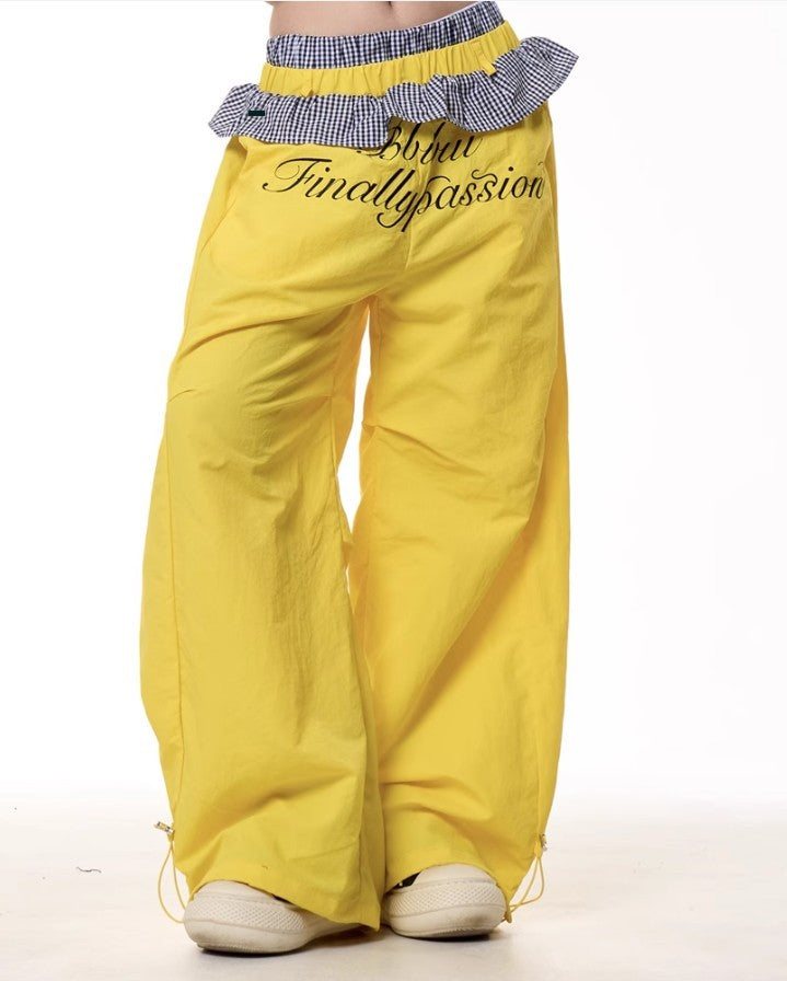 Plaid Stitching Wide Leg Pants Women's Loose Quick-drying Pants