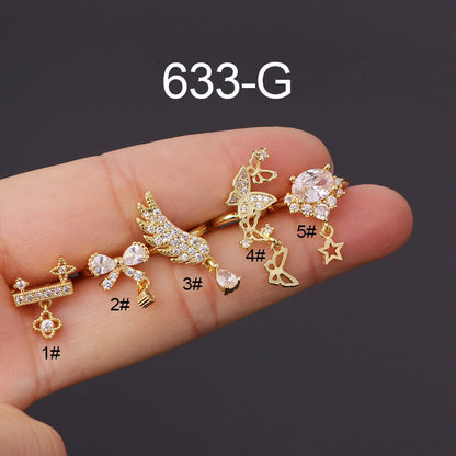 Bow Feather Fashion Zircon Ear Cuffs Simple Temperament
