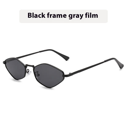 Cat Eye Metal Sunglasses Female Personality Polygon European And American Ins Small Frame