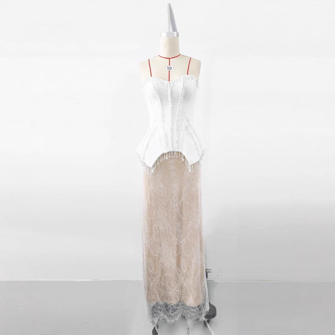 Socialite Style Elegant High-end Exquisite Crystal Evening Dress