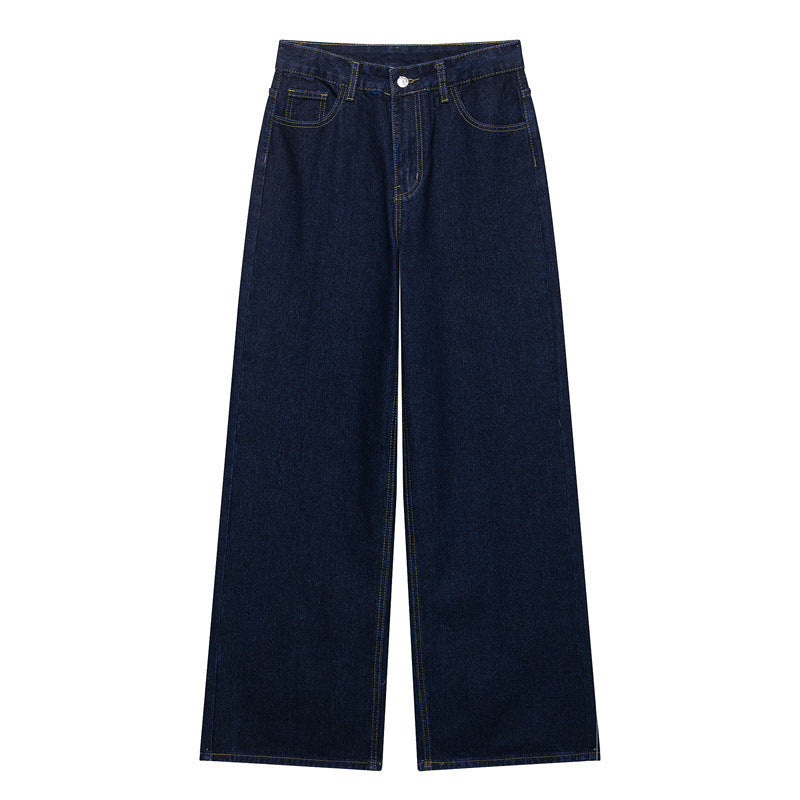 Fashion Loose Blue Denim 2-piece Set Vintage Long Sleeve Shirt Trousers