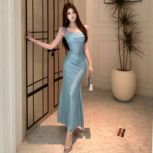 Sling Pleated Slim-fit Slim-fit Long Sling Fishtail Skirt