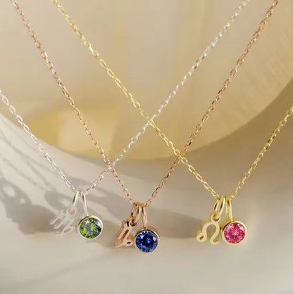 Stainless Steel Birthday Stone Necklace