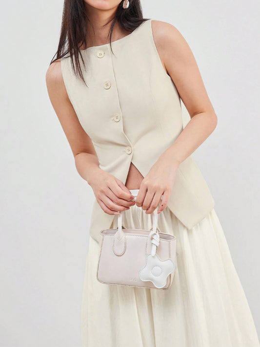 Women's Casual Minimalist Single-Breasted Cinched Waist Camisole, Summer