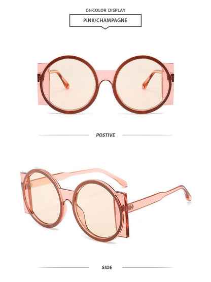 Round Large Frame Sunglasses Cool Contrast Color