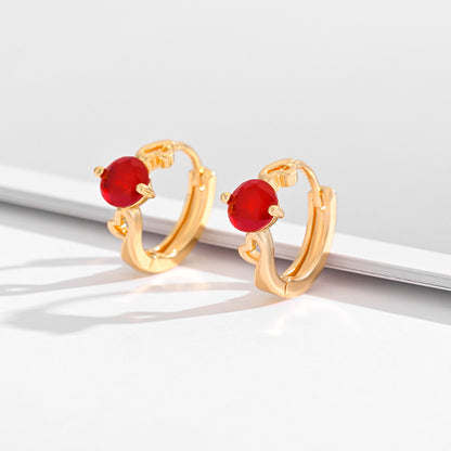 Fashion Multi-style Square Crystal Zircon Ornament Gold Plated Diamond Ear Ring