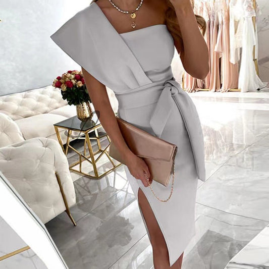 Mid-length Slim Fit Slit Dress Women