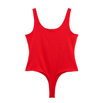 Solid Color Sleeveless Cold-shoulder Sexy Jumpsuit Base Clothing Slim Fit Slimming Ruffle Hip One-step Skirt