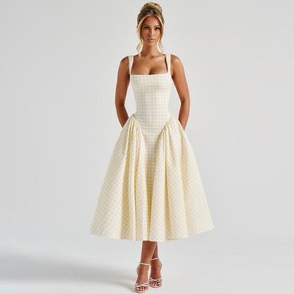 Fashion French Style Fresh European And American Strap Dress Women